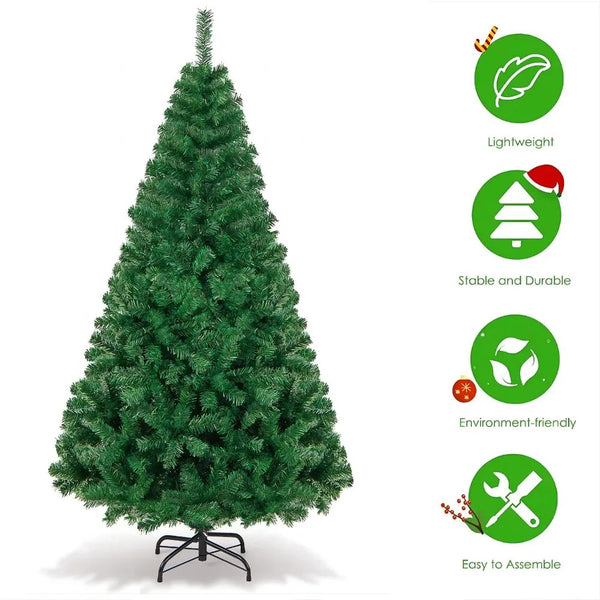 Christmas Tree 6ft Premium Pine Hinged Artificial Holiday Tree Metal Base