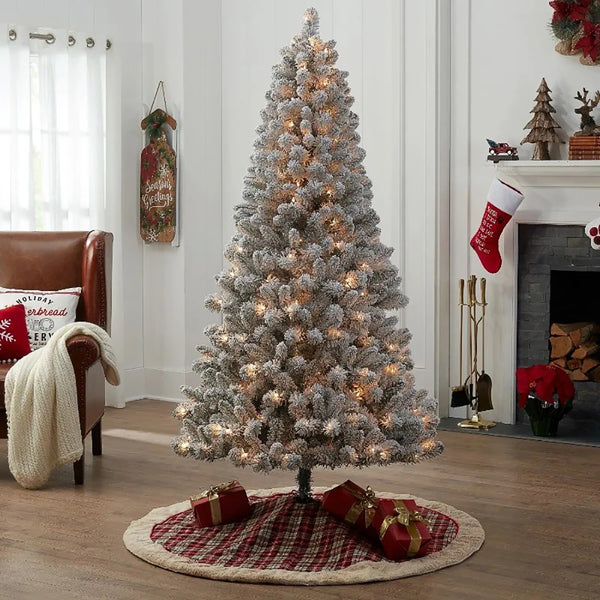 Christmas Tree Pre-Lit Flocked Frisco Pine - 6.5 ft - 250 Clear Lights