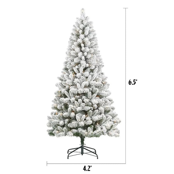 Christmas Tree Pre-Lit Flocked Frisco Pine - 6.5 ft - 250 Clear Lights