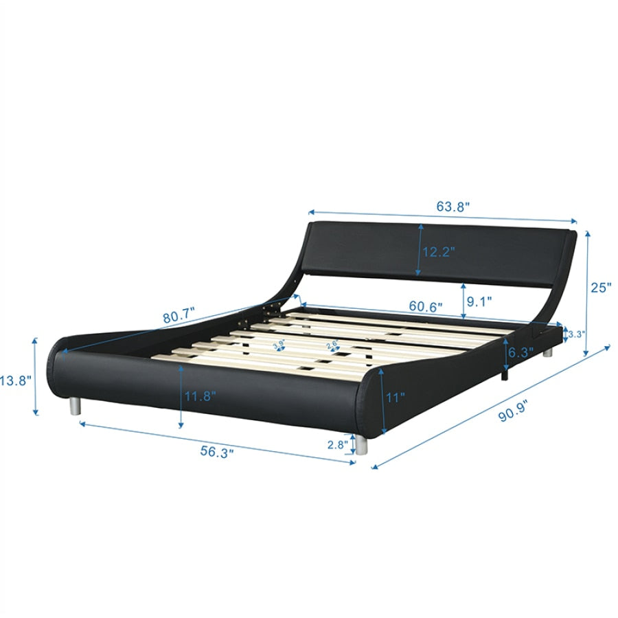 Queen Bed Frame With Curved Headboard Wood