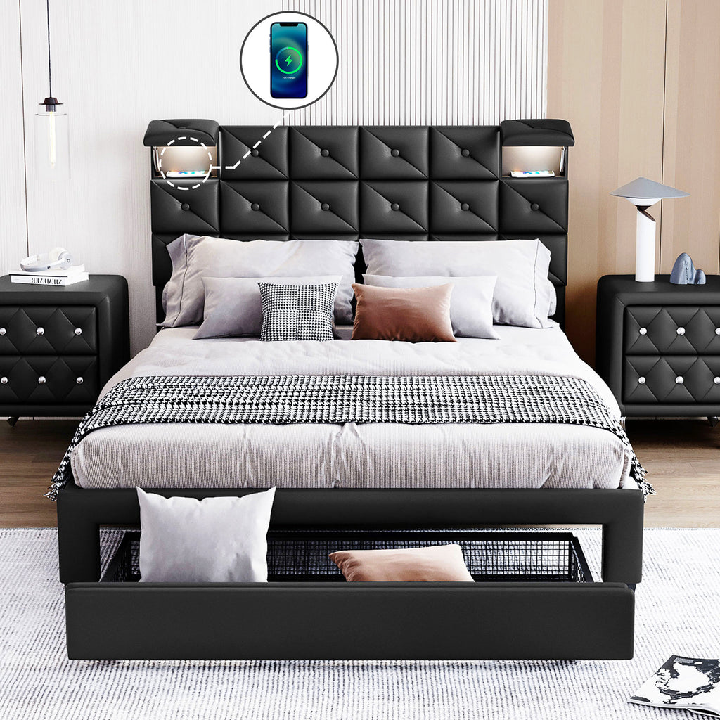 Queen Bed PU Platform