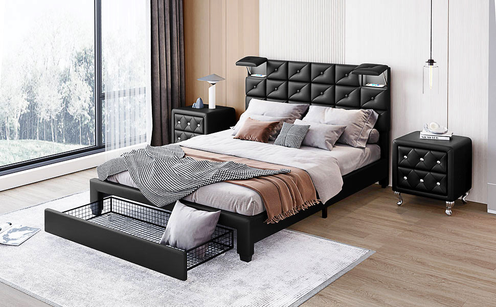 Queen Bed PU Platform