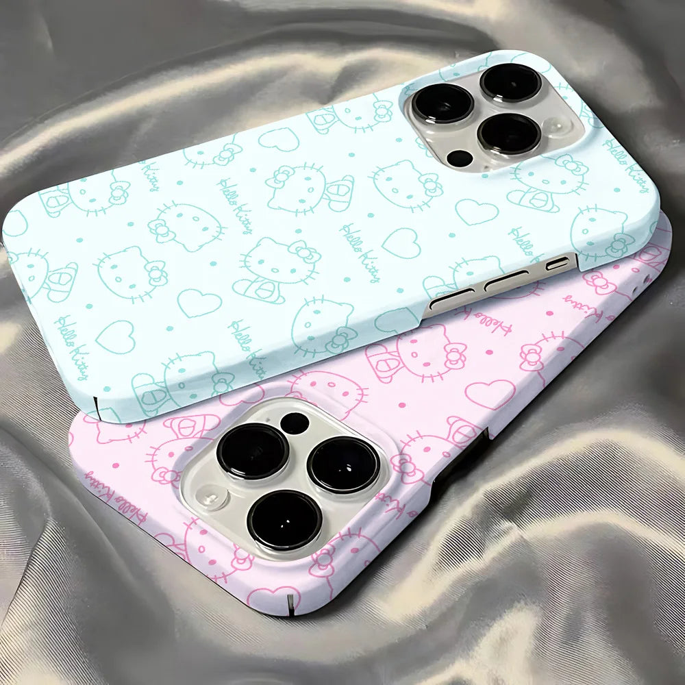 Cute Cartoon Hello Kitty Phone Case for iPhone 16, 15, 14, 13, 12, 11 Pro Max