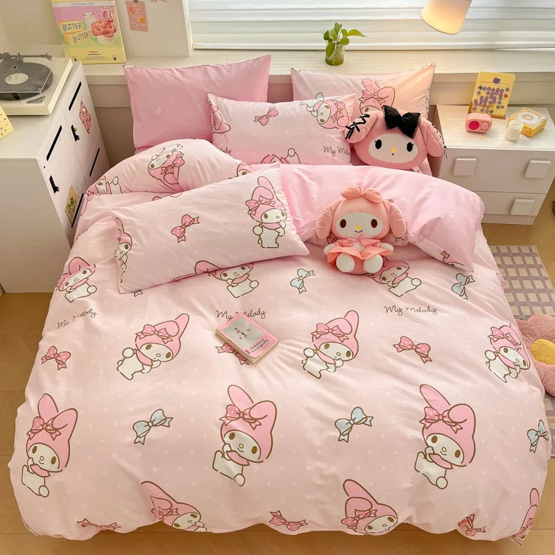 Kuromi Melody Duvet Cover Hello Kitty Cinnamoroll Kids Bedding Set