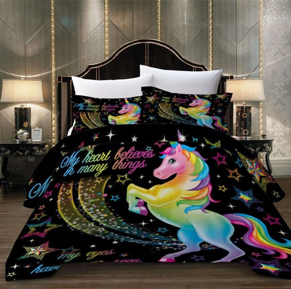 Unicorn Pattern Bedding Sets Duvet Cover Bed Linen Kids Bedding Sets Twin/Full/Queen/King Size