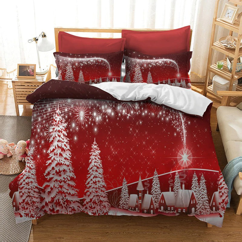 Christmas Bedding Sets 3D Printing Merry Christmas Bedroom Bedclothes Geometric Plaid Home Textiles