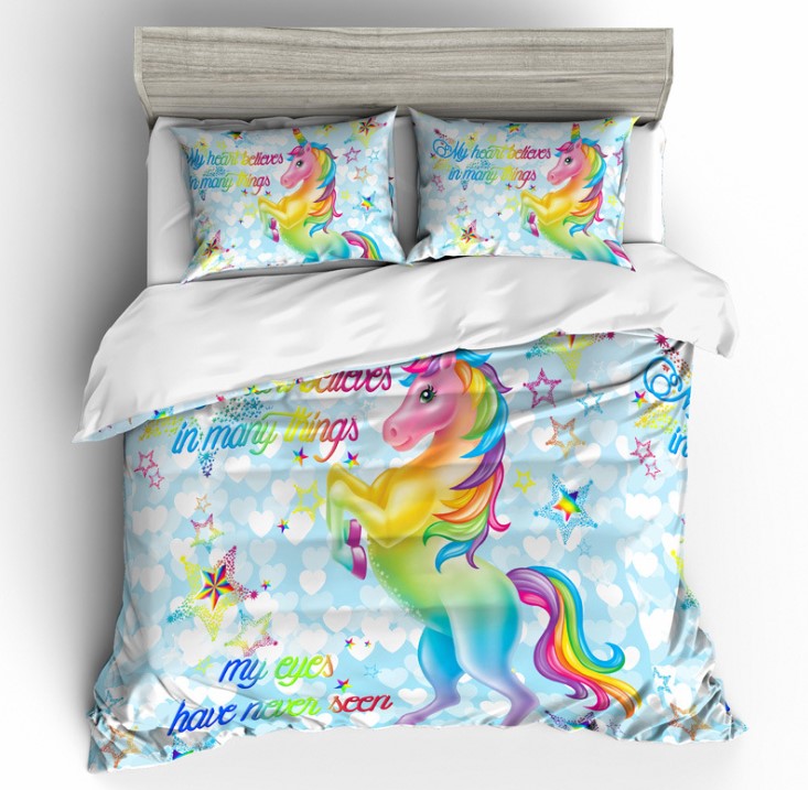 Unicorn Bedding 3D Rainbow Color