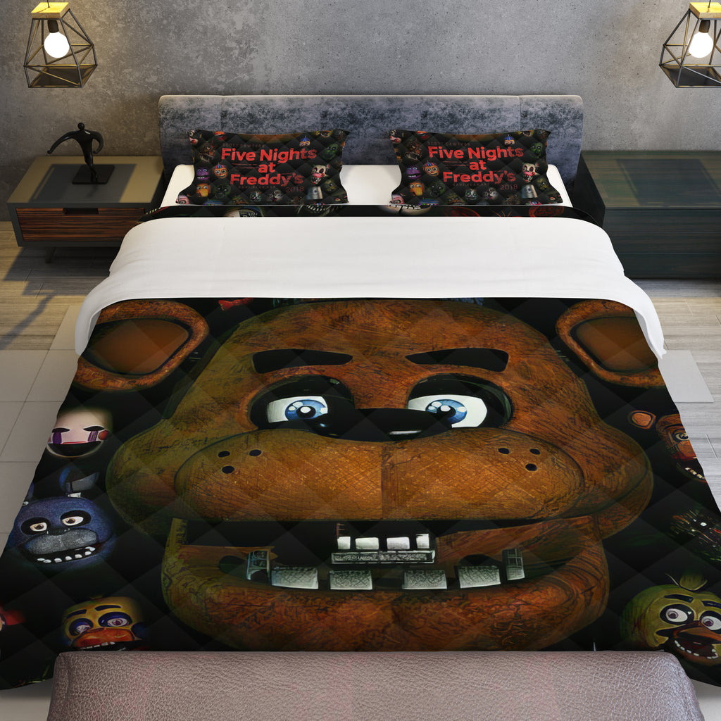 FNaF Bedding Set Game Freddy Fazbear Golden Freddy Black Quilt Set