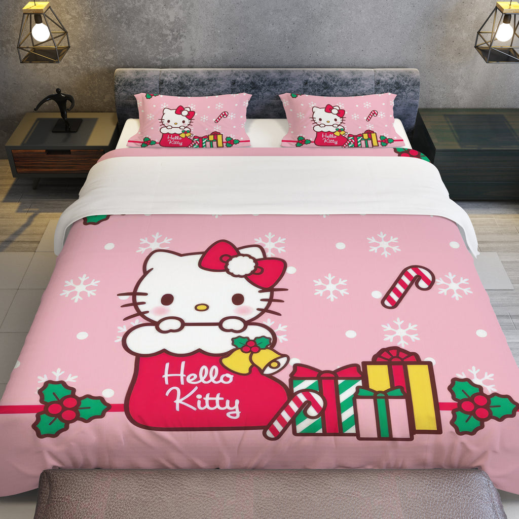 Hello Kitty Christmas Bedding Set for a Joyful Season Pink Quilted