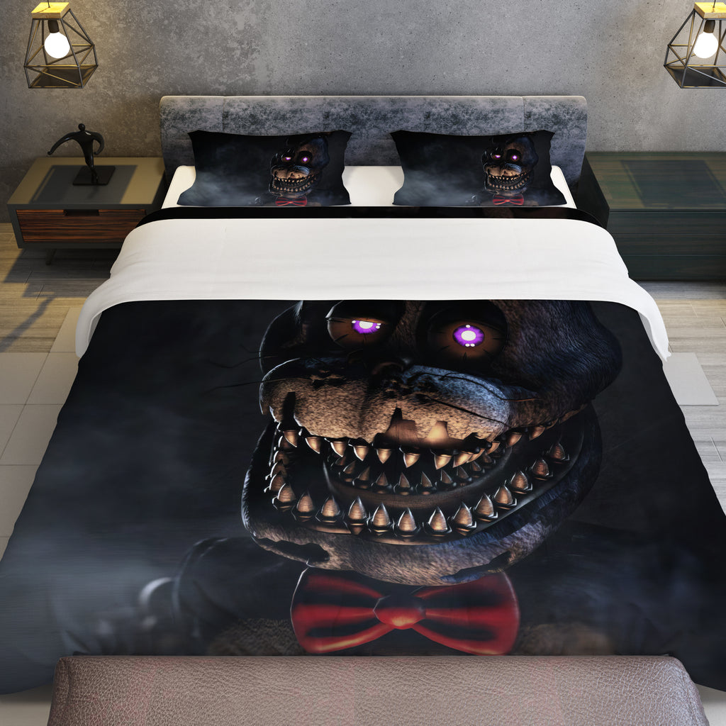 FNaF Bedding Set Quilt Set Nightmare Freddy Fazbear Bed Linen Black Bed Set