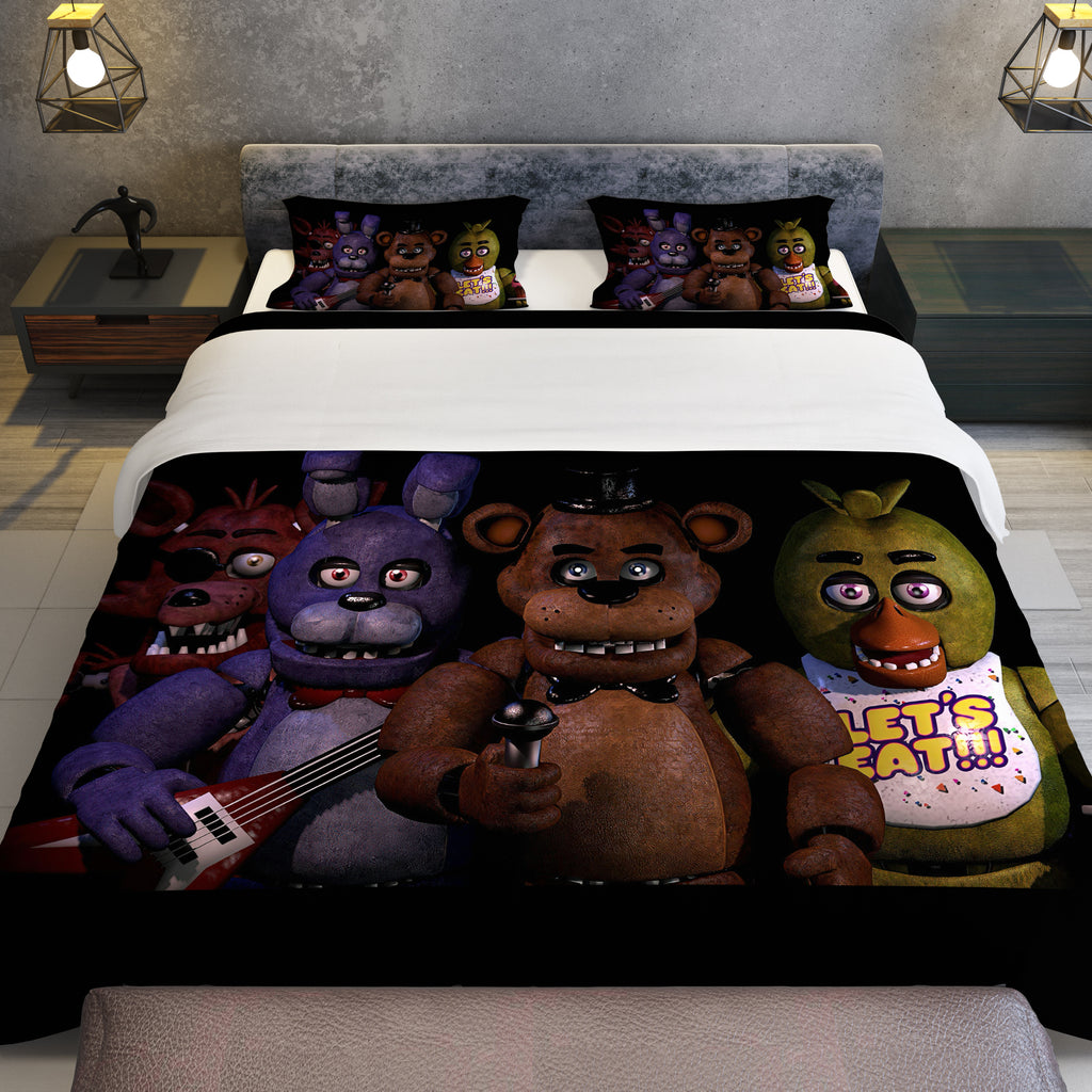 FNaF Bedding Set Quilt Set Freddy Fazbear Chica Foxy Glamrock Bed Linen