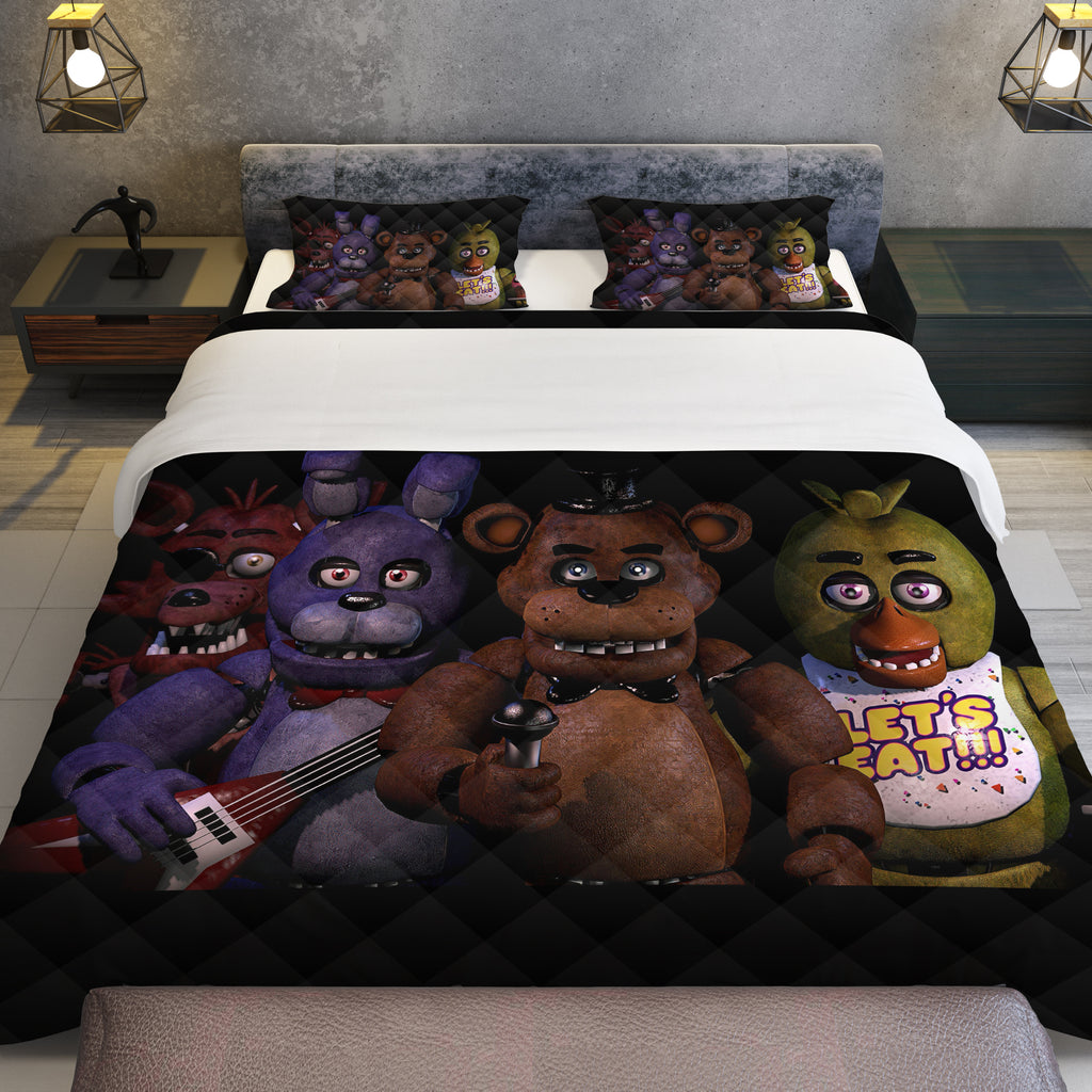 FNaF Bedding Set Quilt Set Freddy Fazbear Chica Foxy Glamrock Bed Linen