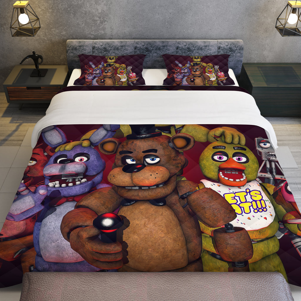 FNaF Bedding Set Quilt Set Cute Freddy Fazbear Chica Fox Bed Linen