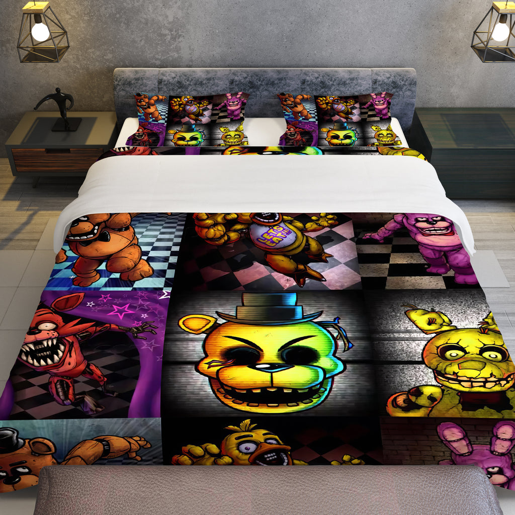 FNaF Bedding Set Colorful Quilt Set Cartoon Freddy Fazbear Chica Fox Bed Linen