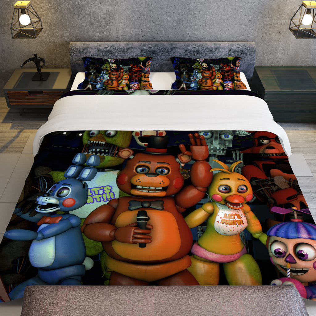 FNaF Bedding Set 3D Quilt Set Cartoon FNaF World Funny Freddy Bed Linen