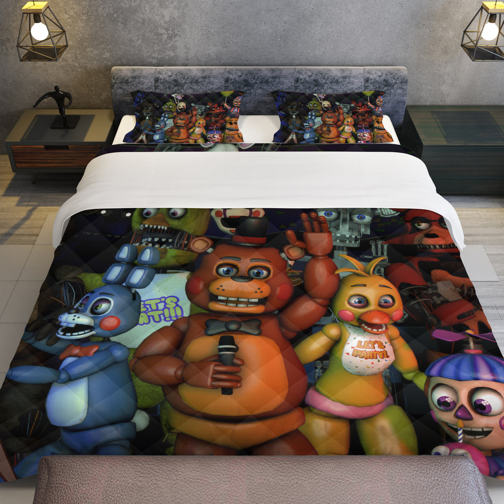 FNaF Bedding Set 3D Quilt Set Cartoon FNaF World Funny Freddy Bed Linen