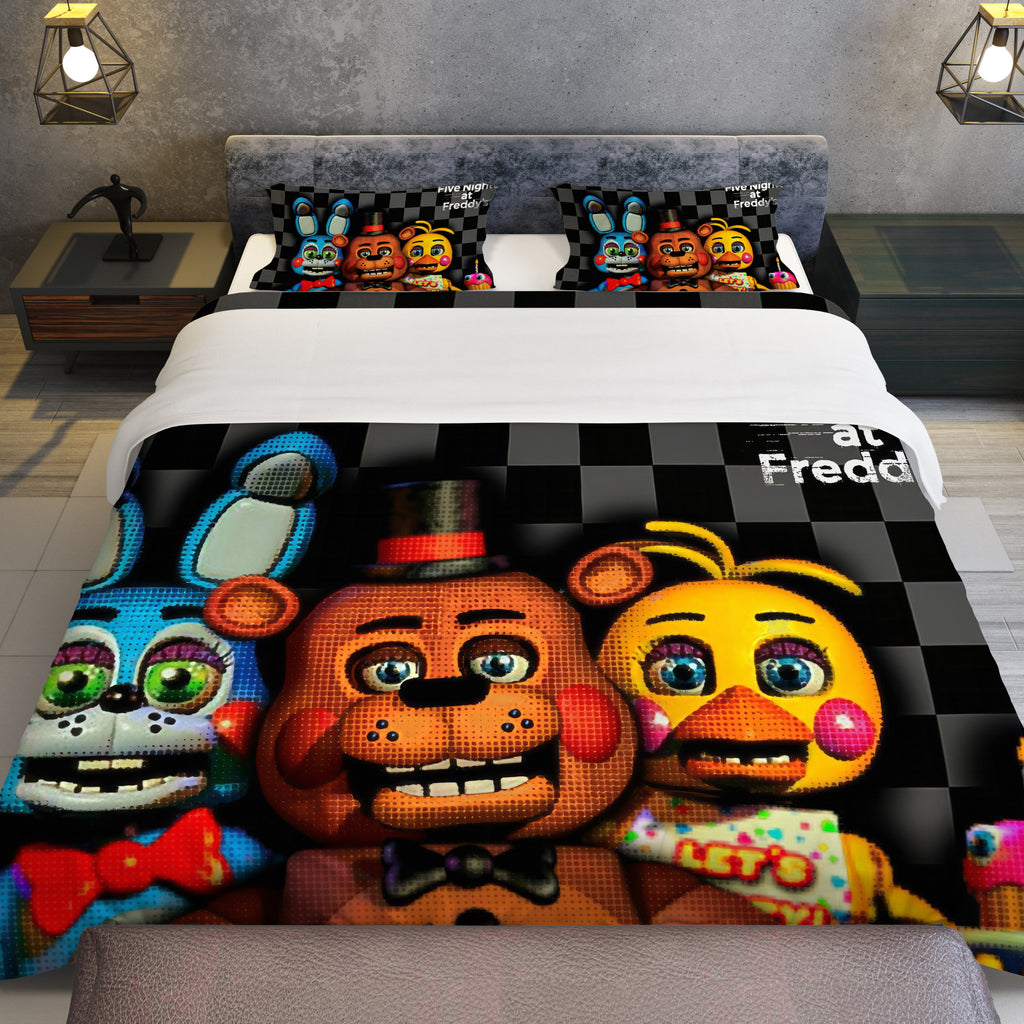 FNaF Bedding Set 3D Quilt Set Cartoon Freddy Bonnie Chica Bed Linen