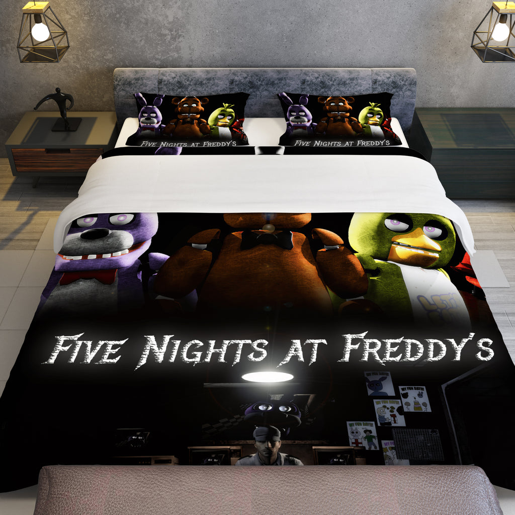 FNaF Bedding Set 3D Quilt Set Freddy Bonnie Chica Foxy Funny Bed Linen