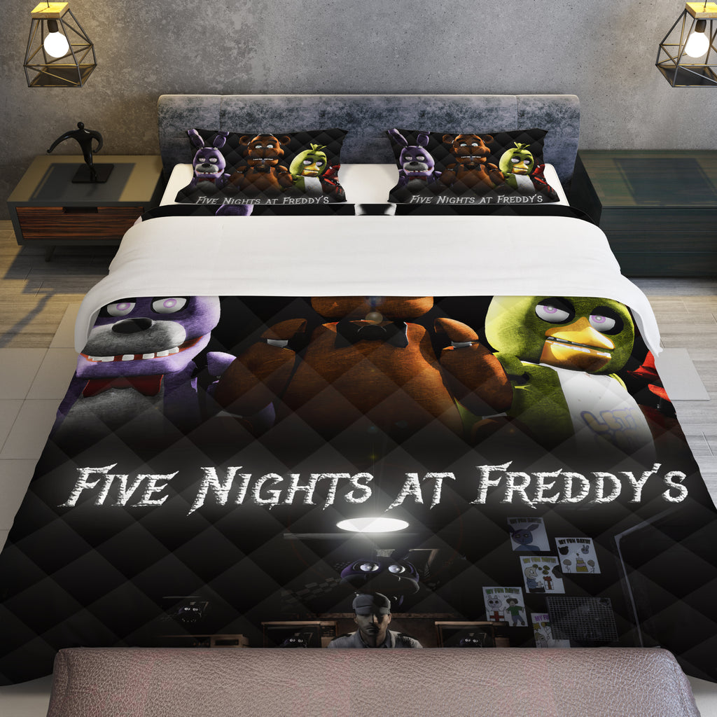 FNaF Bedding Set 3D Quilt Set Freddy Bonnie Chica Foxy Funny Bed Linen