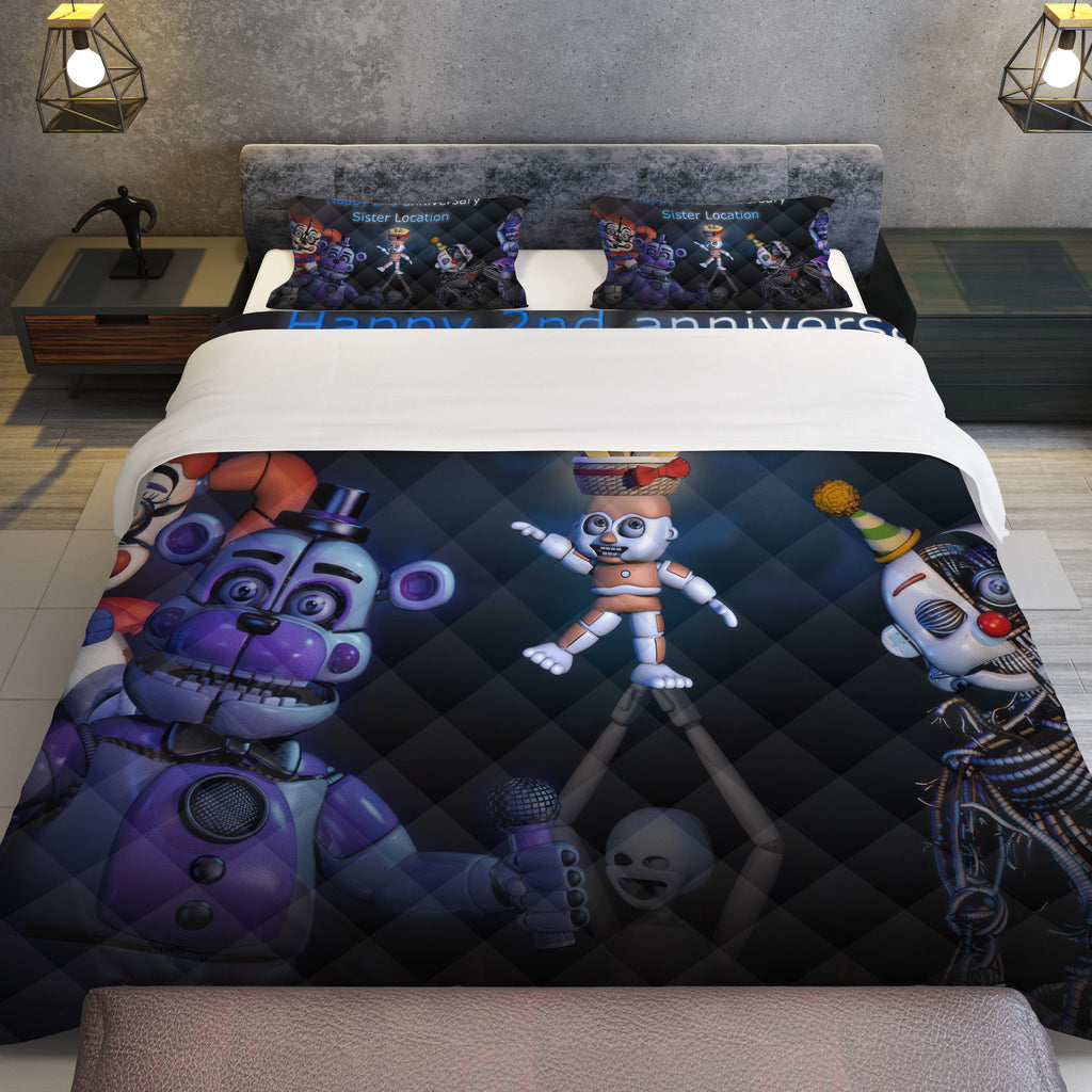 FNaF Bedding Set 3D Quilt Set Sister Location Cute Horror Game Bed Linen