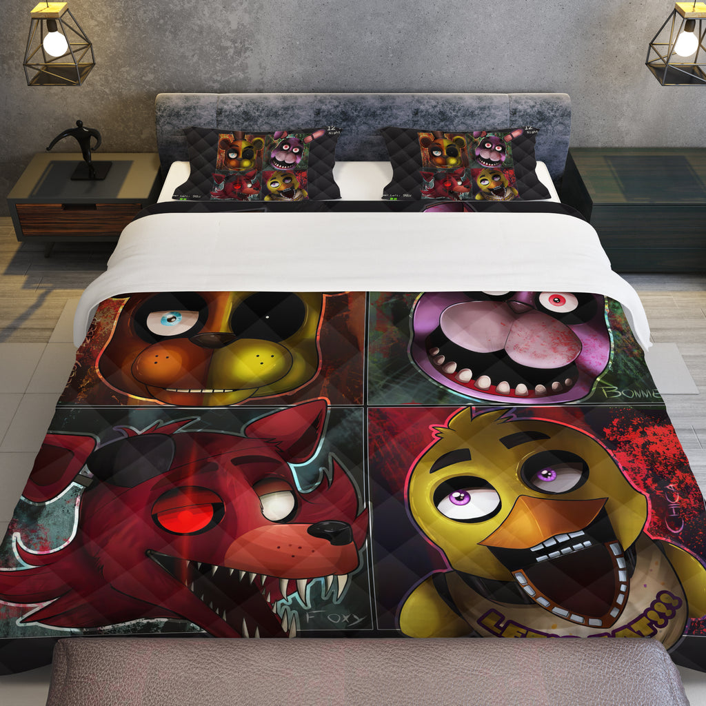 FNaF Bedding Set 3D Quilt Set Cute Freddy Bonnie Foxy Chica Bed Linen