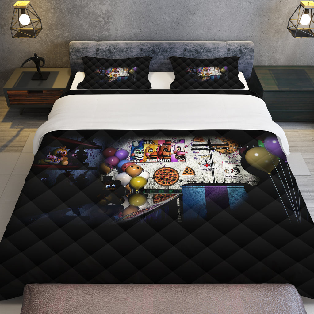 FNaF Bedding Set 3D Quilt Set Black Nightmare FNaF World