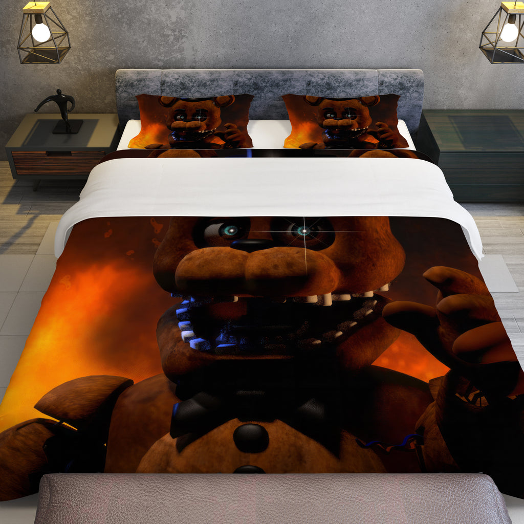 FNaF Bedding Set Freddy Fazbear Quilt Set Comfortable Soft Breathable 3D Horror Movie