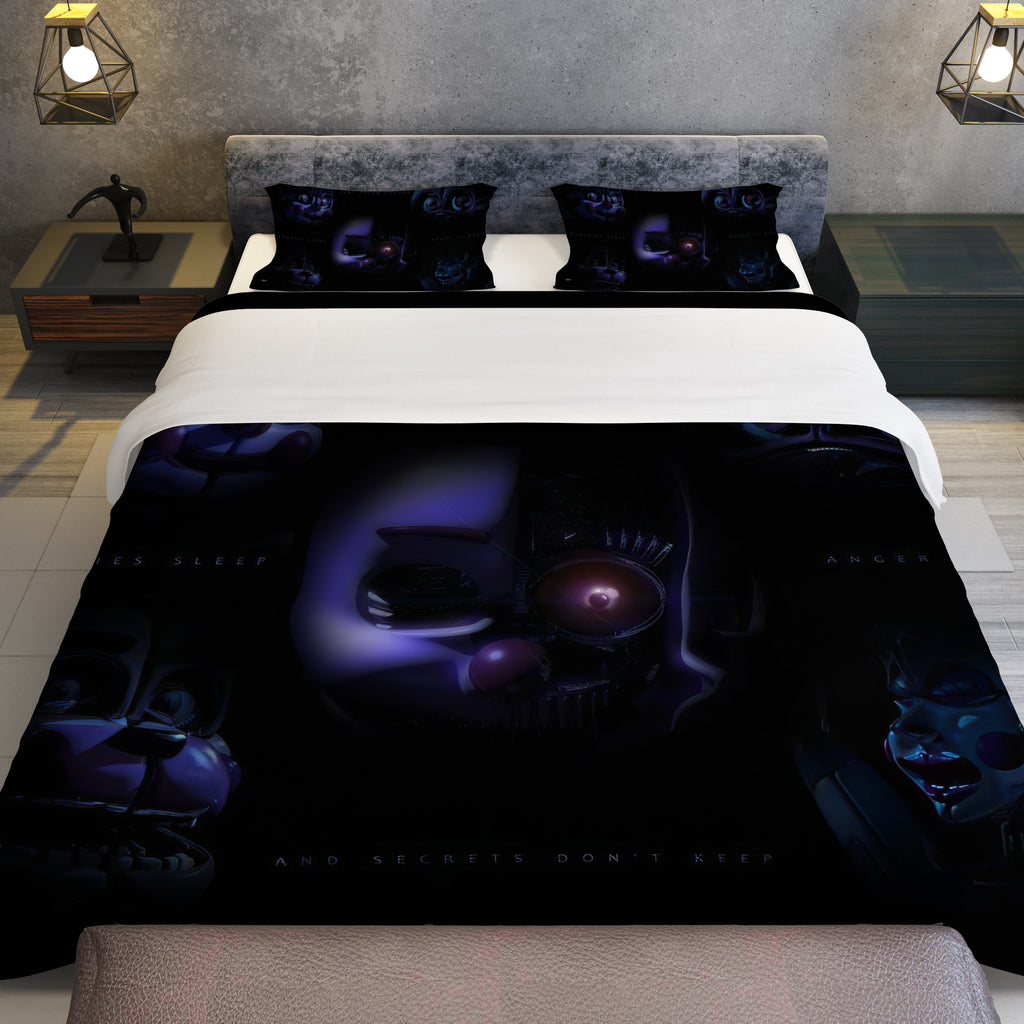 FNaF Bedding Set Nightmare Black Quilt Set Comfortable Soft Breathable