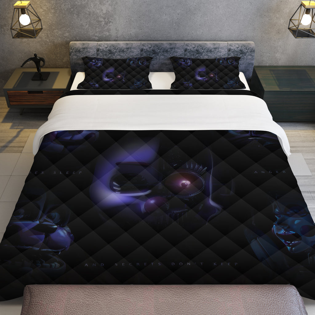 FNaF Bedding Set Nightmare Black Quilt Set Comfortable Soft Breathable