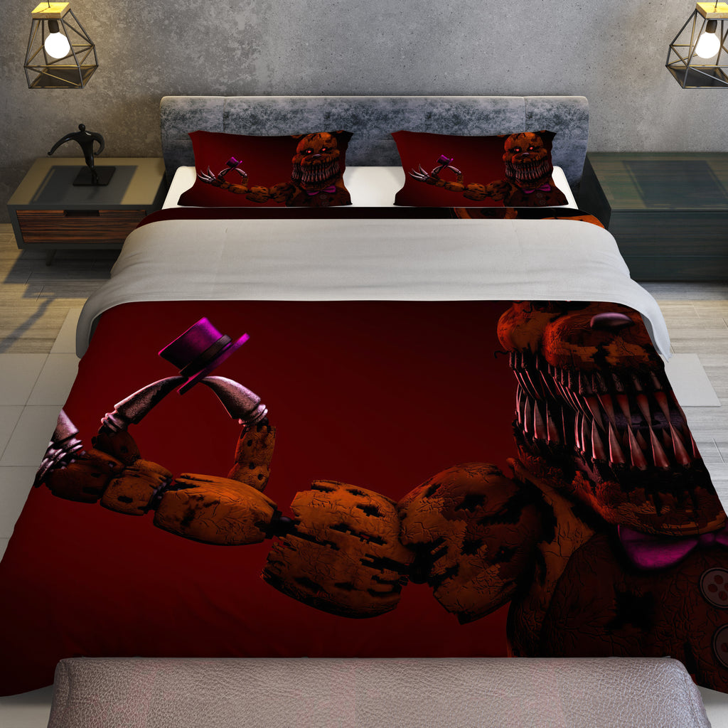 FNaF Bedding Set Horror Game Freddy Fazbear Quilt Set 3D Comfortable Soft Breathable