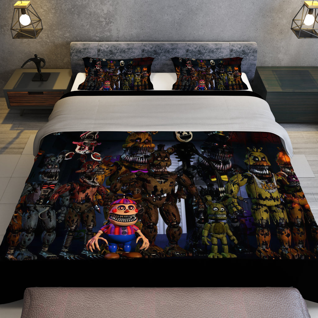 FNaF Bedding Set Horror Game Nightmare FNaF World Quilt Set 3D Comfortable Soft Breathable