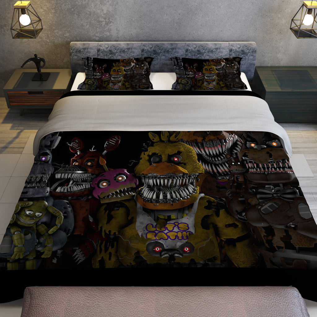 FNaF Bedding Set Funny Nightmare FNaF World Quilt Set 3D Comfortable Soft Breathable