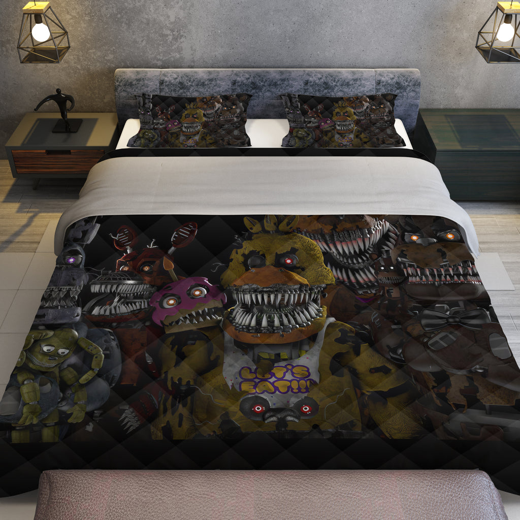 FNaF Bedding Set Funny Nightmare FNaF World Quilt Set 3D Comfortable Soft Breathable