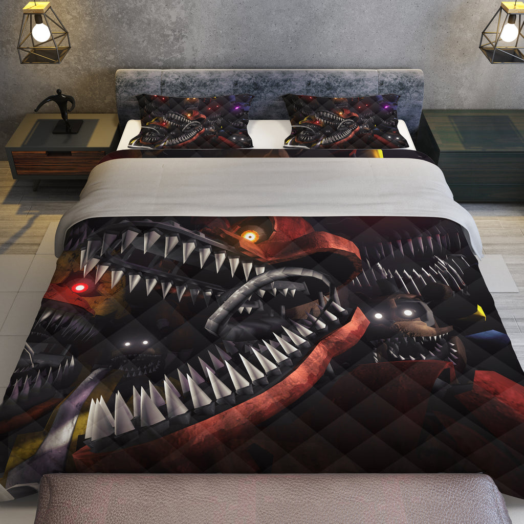 FNaF Bedding Set 3D Horror Game Nightmare FNaF World Quilt Set Comfortable Soft Breathable