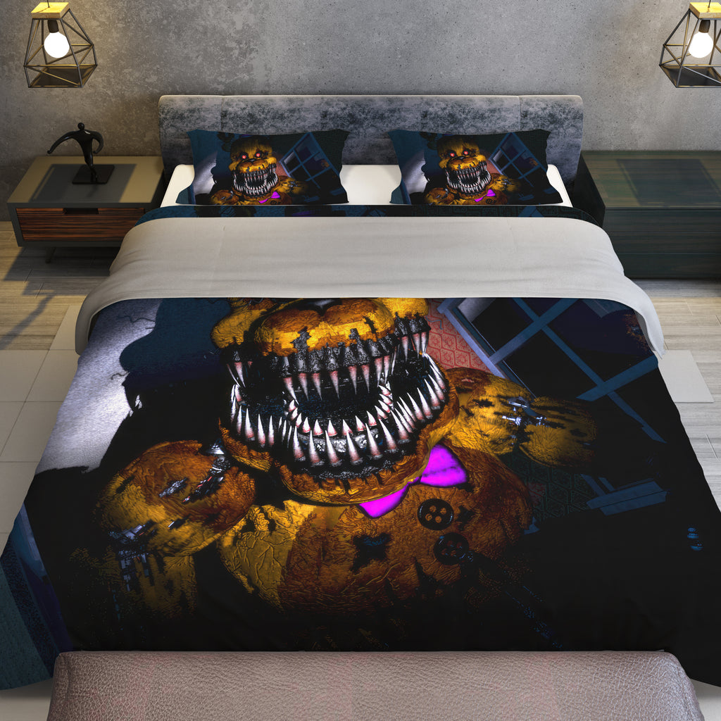 FNaF Bedding Set 3D Horror Game Freddy Fazbear Quilt Set Comfortable Soft Breathable