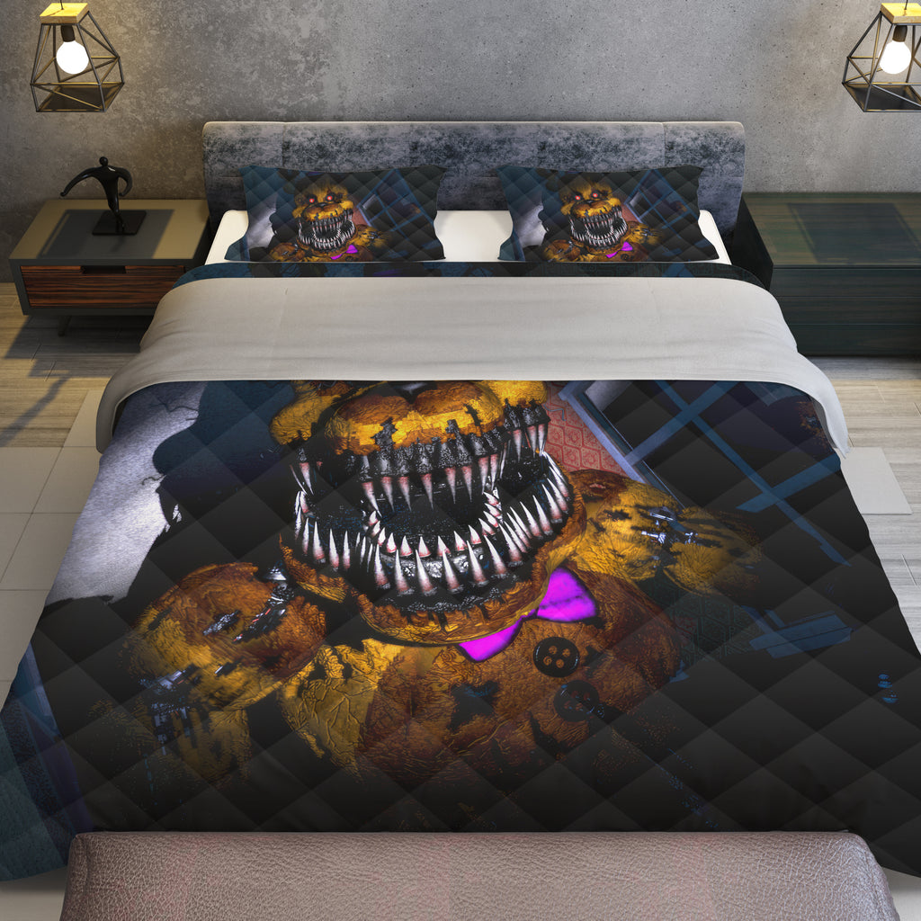 FNaF Bedding Set 3D Horror Game Freddy Fazbear Quilt Set Comfortable Soft Breathable