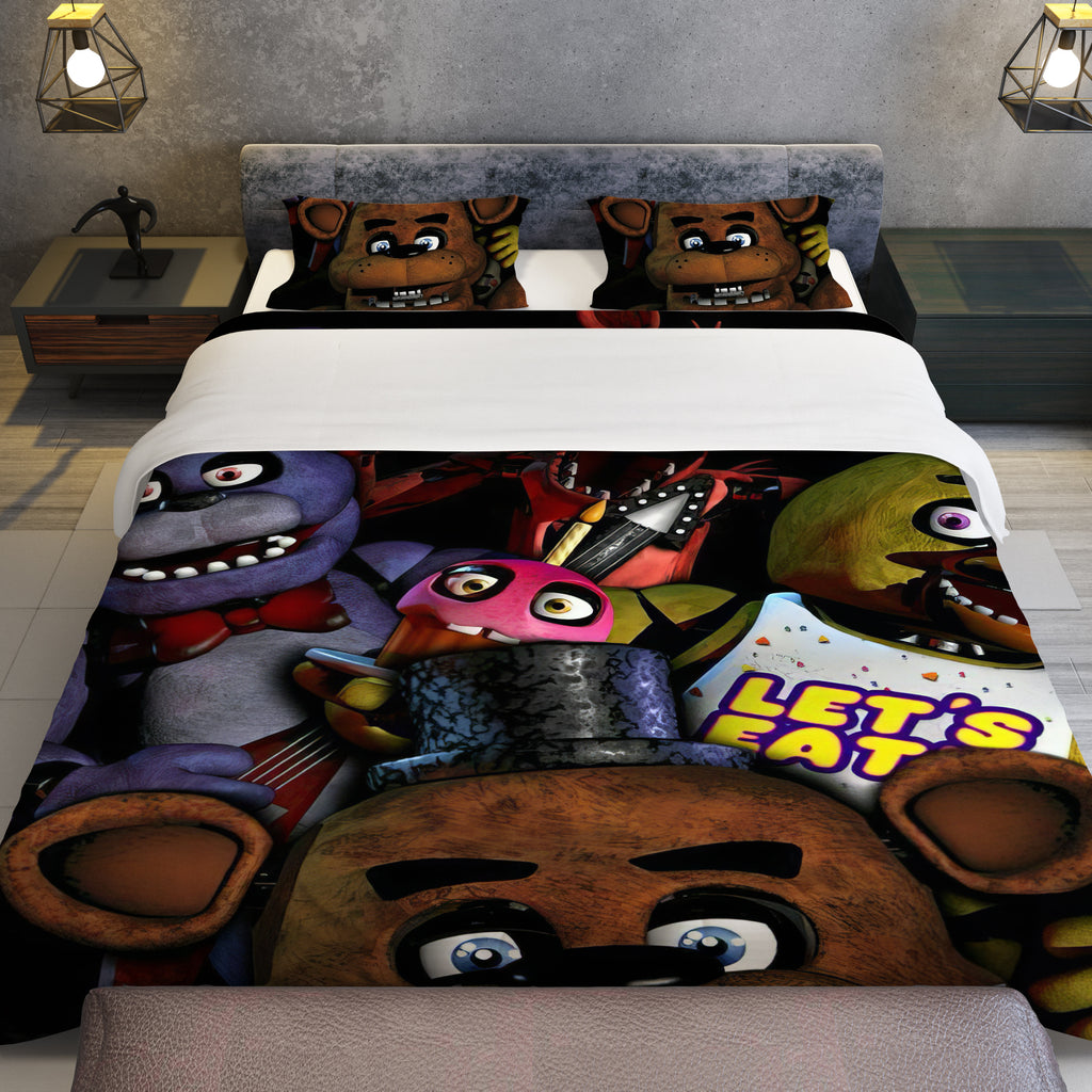 FNaF Bedding Set Freddy Fazbear Glamrock Bonnie Chica Foxy Quilt Blanket FNaF Gift