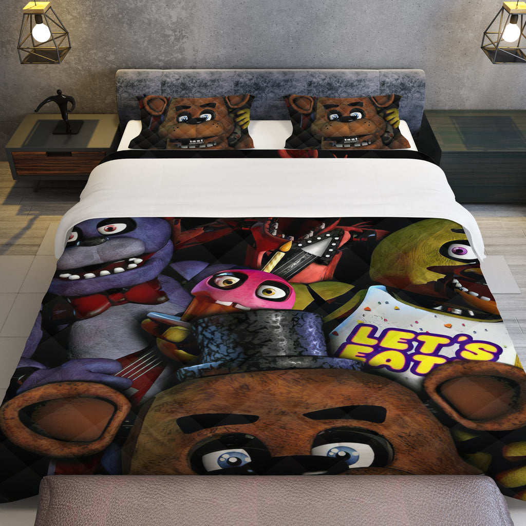 FNaF Bedding Set Freddy Fazbear Glamrock Bonnie Chica Foxy Quilt Blanket FNaF Gift