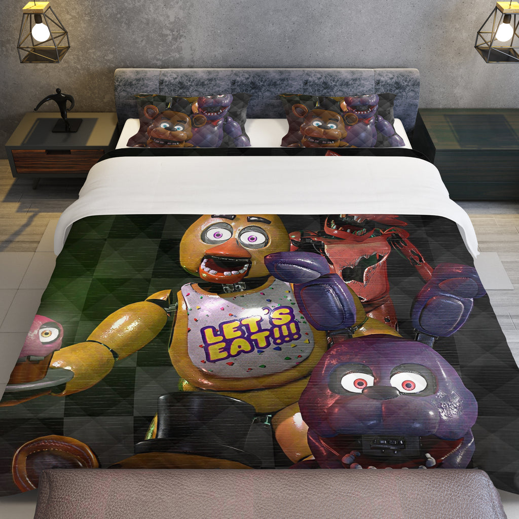 FNaF Bedding Set Quilt Set Freddy Bonnie Foxy Chica Bed Set