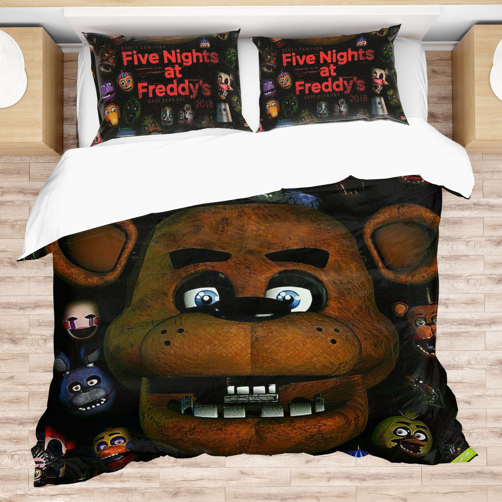 FNaF Bedding Set Game Freddy Fazbear Golden Freddy Black Quilt Set