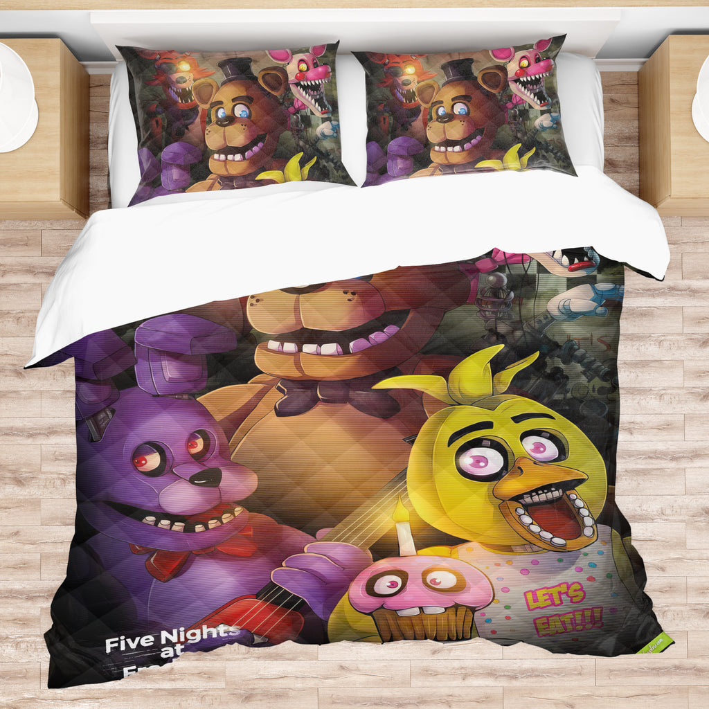 FNaF Bedding Set Freddy Fazbear Chica Foxy Glamrock Quilt Blanket FNaF Gift