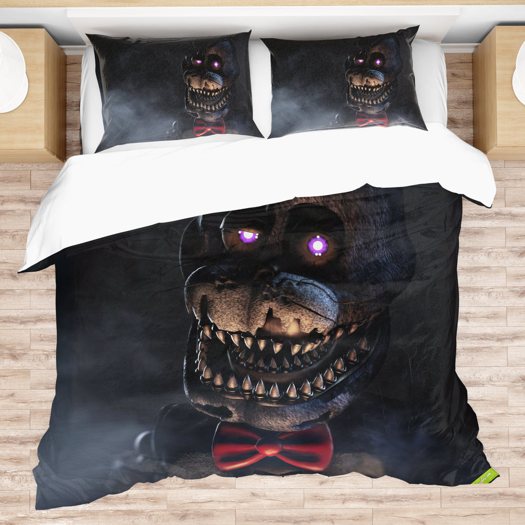 FNaF Bedding Set Quilt Set Nightmare Freddy Fazbear Bed Linen Black Be