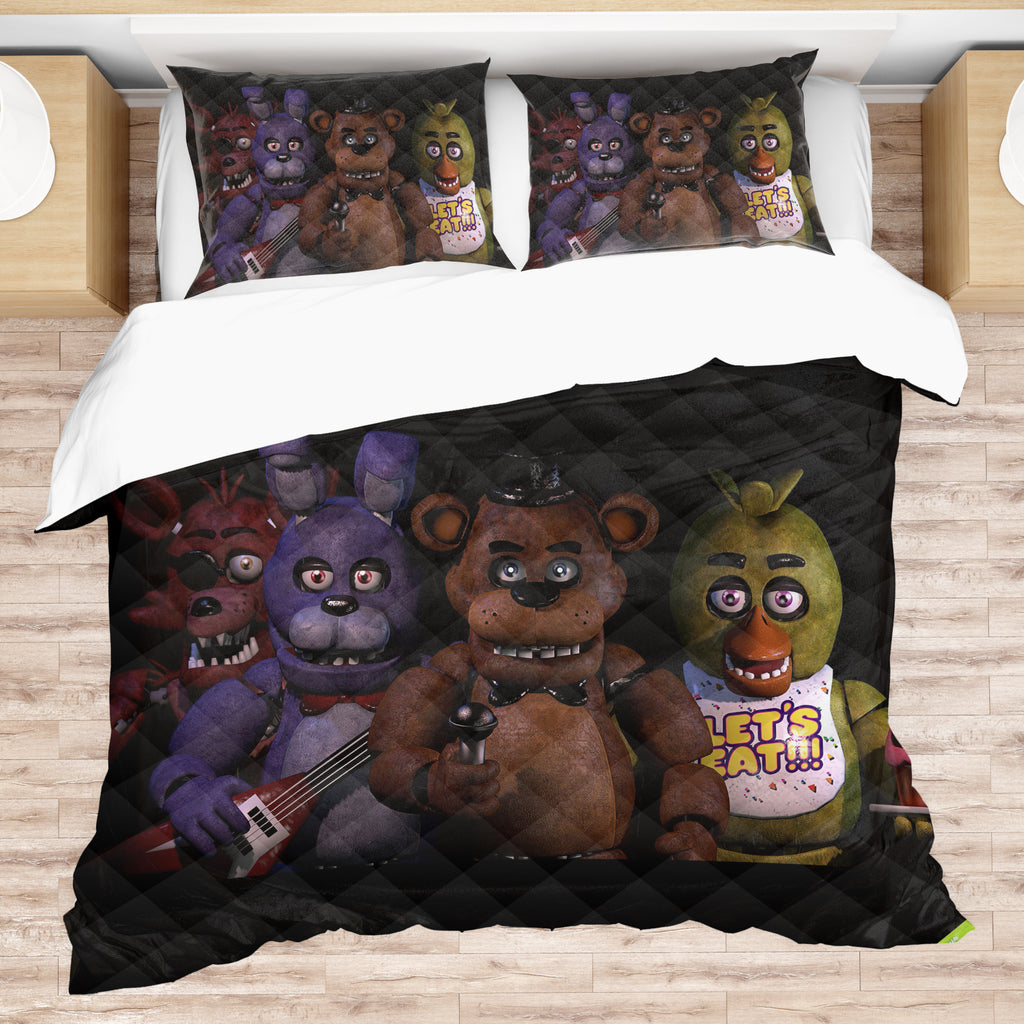 FNaF Bedding Set Quilt Set Freddy Fazbear Chica Foxy Glamrock Bed Linen