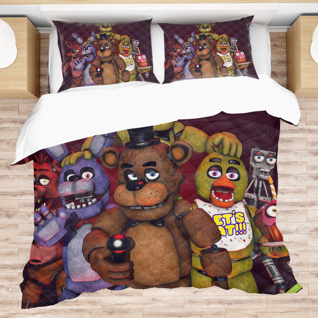 FNaF Bedding Set Quilt Set Cute Freddy Fazbear Chica Fox Bed Linen