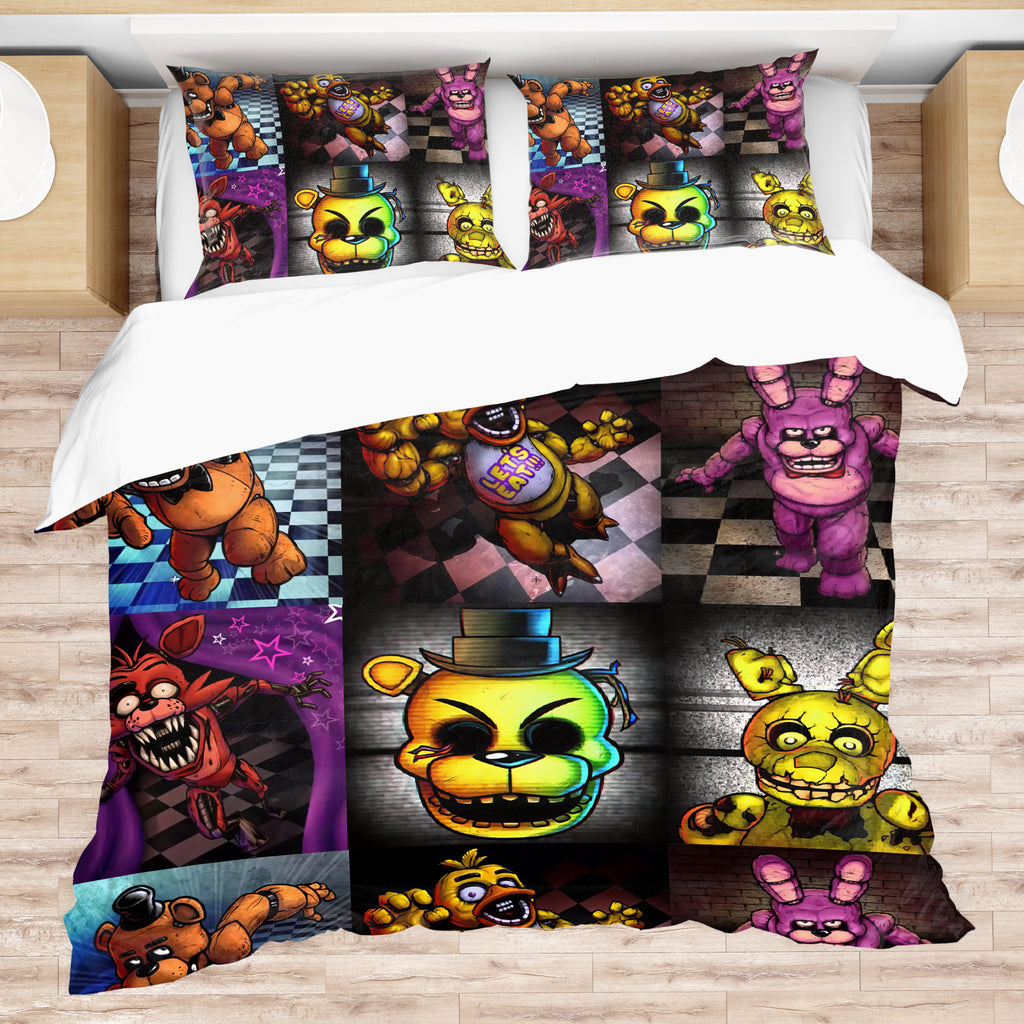 FNaF Bedding Set Colorful Quilt Set Cartoon Freddy Fazbear Chica Fox Bed Linen