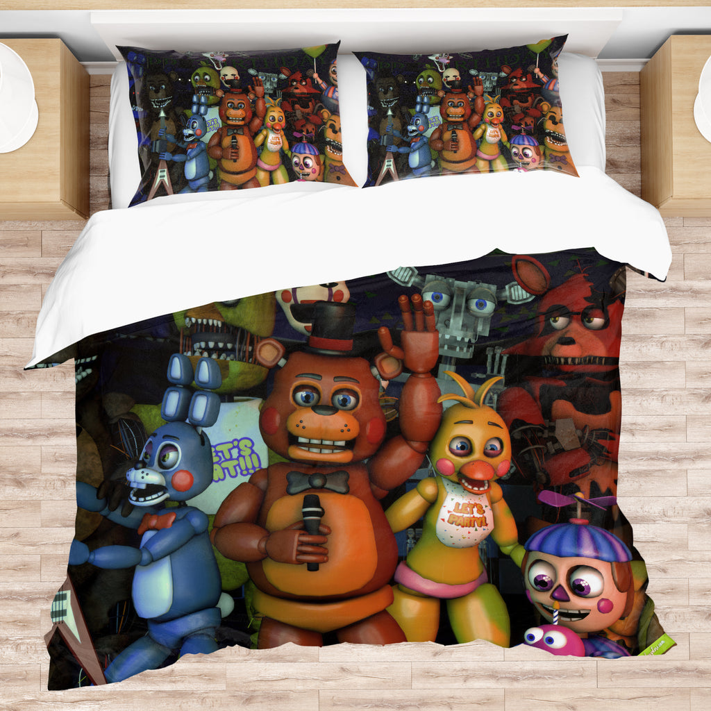 FNaF Bedding Set 3D Quilt Set Cartoon FNaF World Funny Freddy Bed Linen