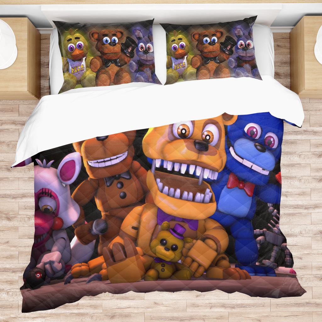 FNaF Bedding Set 3D Quilt Set Golden Freddy Cute Horror Game Bed Linen
