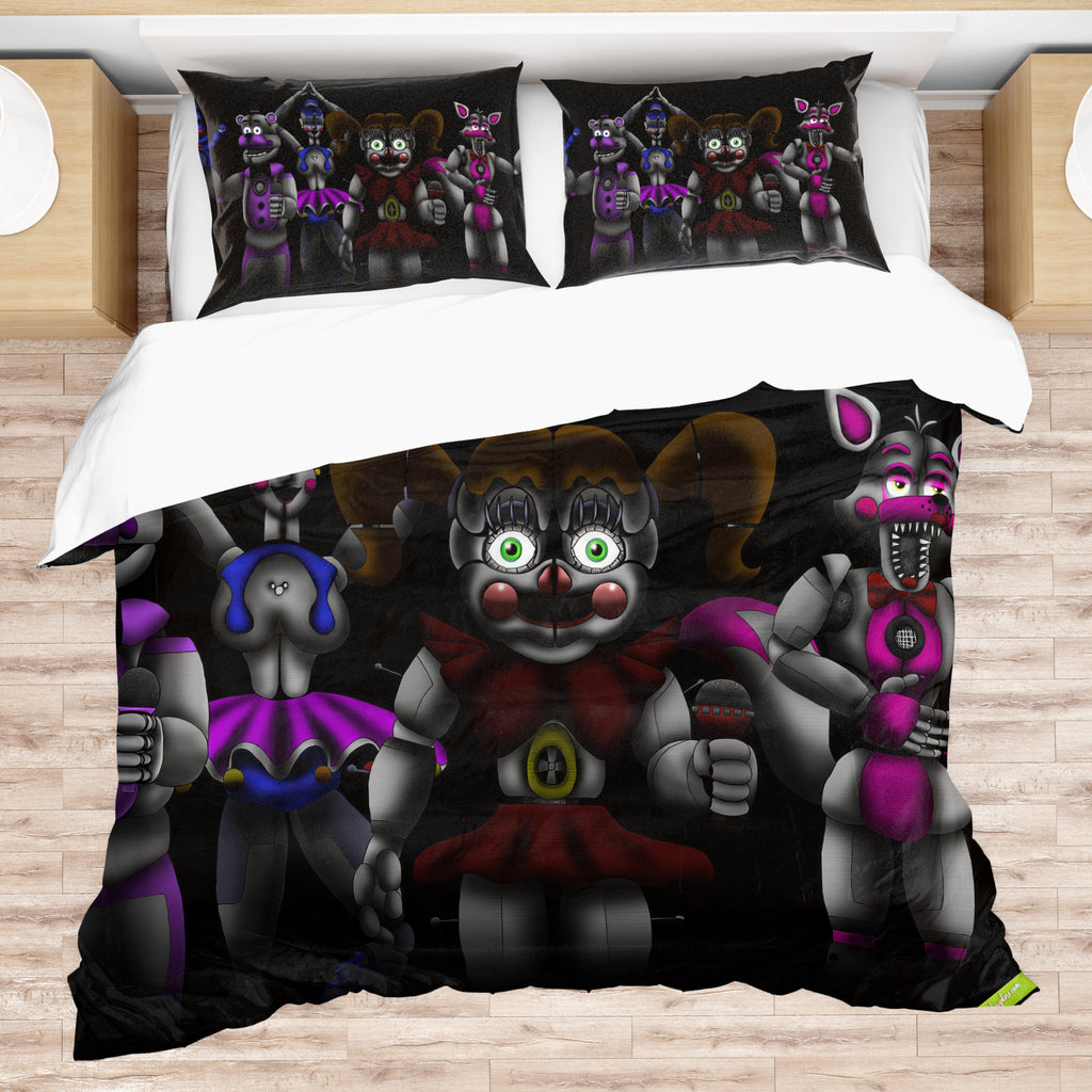 FNaF Bedding Set 3D Quilt Set Sister Location Cute Horror Game Bed Linen