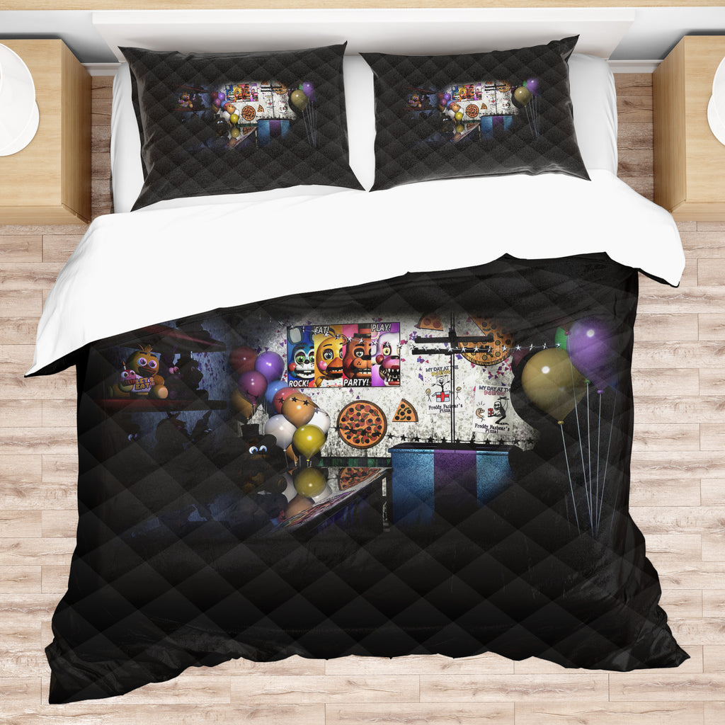 FNaF Bedding Set 3D Quilt Set Black Nightmare FNaF World