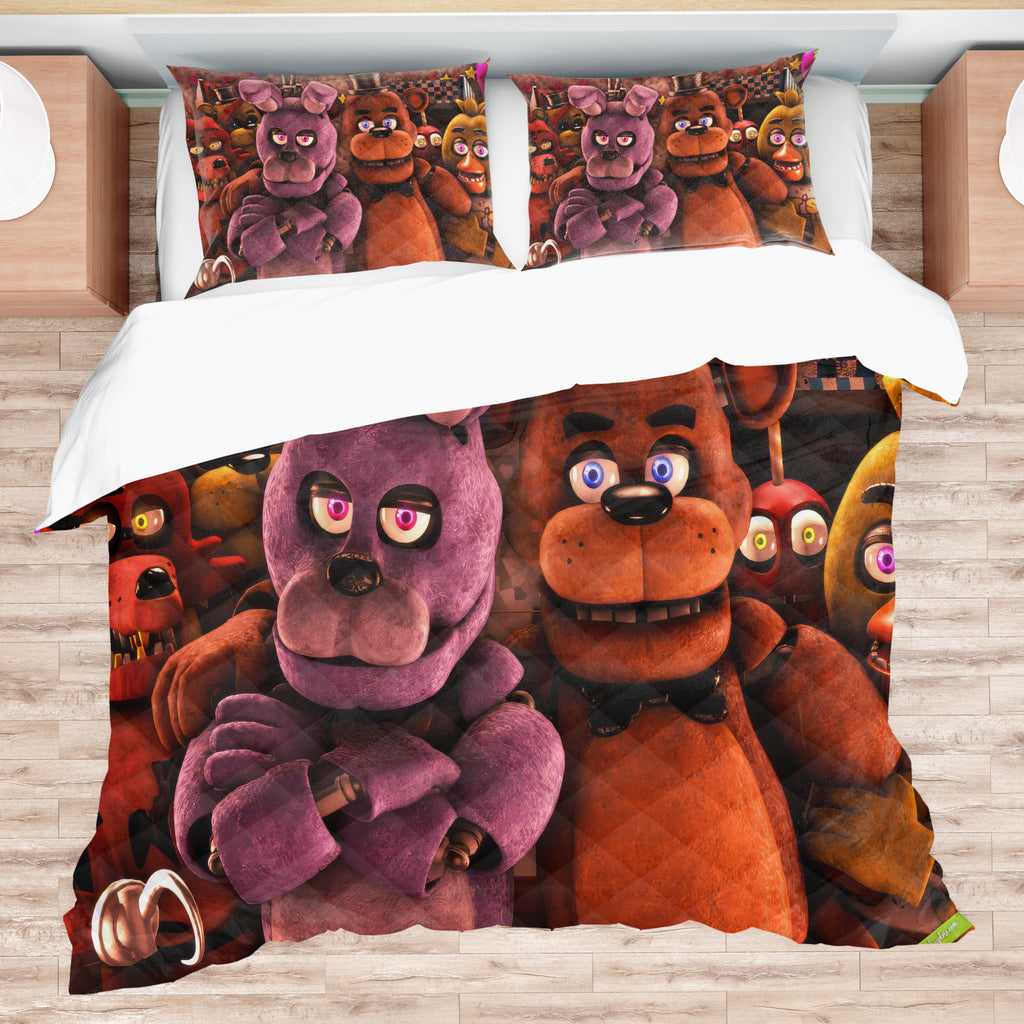 FNaF Bedding Set FNaF World Glamrock Quilt Set 3D Horror Movie